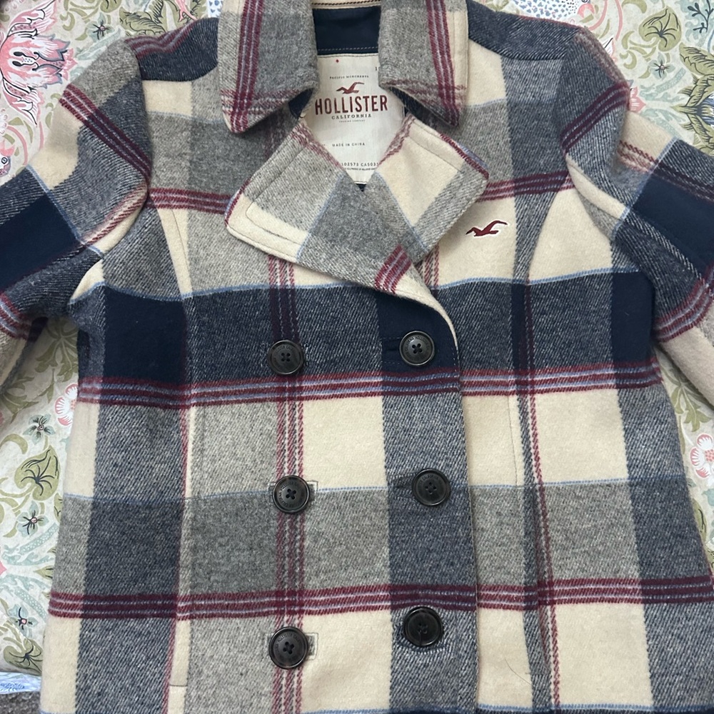 Hollister Plaid Jacket - Cream and Blue